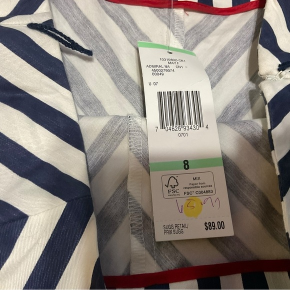 Jones New York Signature Navy White Chevron Stripe A-Line Skirt Size 8 NWT - Picture 5 of 6